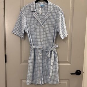 Blue and White Checkered Button-Up Romper - Draper James